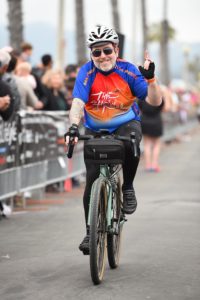 the author completing the bike ride